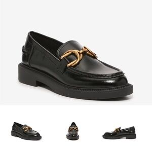 Steve Madden Black Patent Leather Lando Lug Loafers Womens Size 7.5